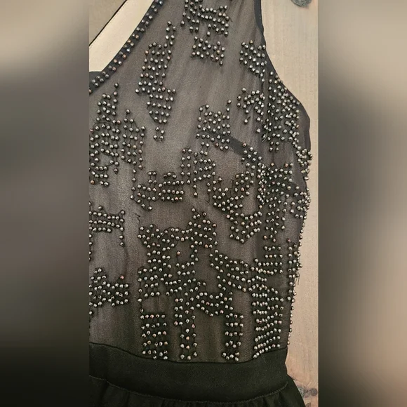 BEBE 90s Beaded top peplum mini dress. Size small - Picture 3 of 11